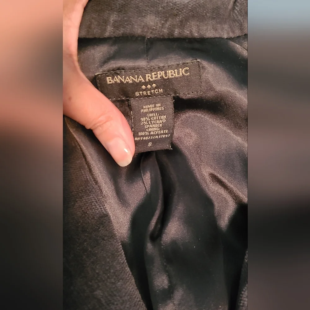 Banana Republic Corduroy Gray Blazer Size 8 - Picture 3 of 6